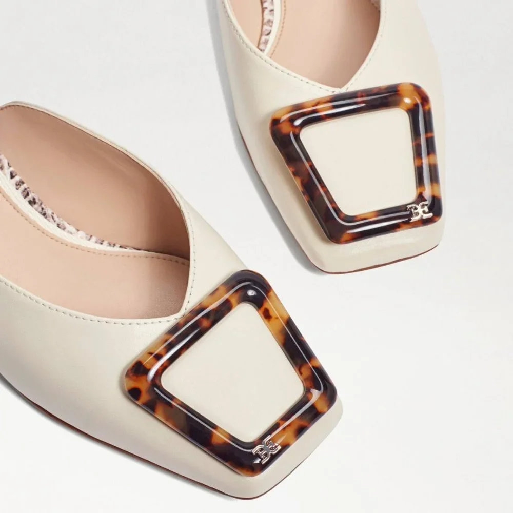 Womens Sam Edelman Mules | Lavina Buckle Mule Modern Ivory Leather - Picture 13 of 14